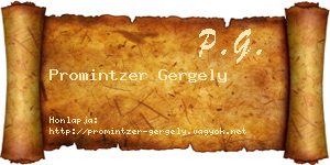 Promintzer Gergely névjegykártya